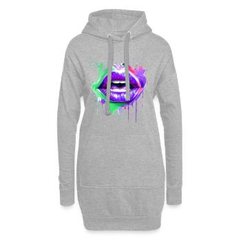 Bunte Lippen Kussmund Frauengesicht Geschenkidee - Hoodie-Kleid - Grau meliert - Vorne