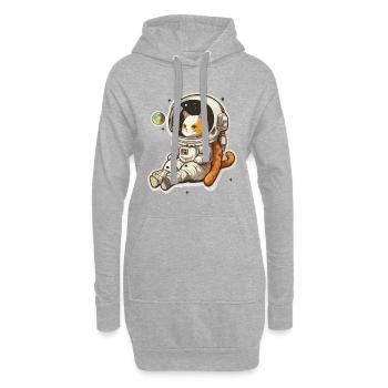 Aventure spatiale féline - Sweat-shirt à capuche long Femme - gris chiné - Devant