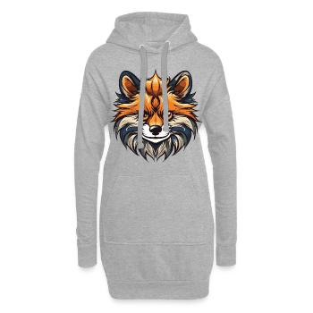 Pomeranian Hund Portrait - Hoodie-Kleid - Grau meliert - Vorne