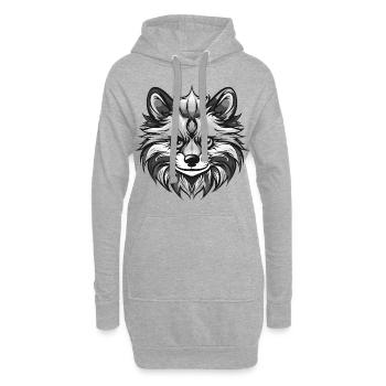 Poméranie Chien Portrait Animal - Sweat-shirt à capuche long Femme - gris chiné - Devant
