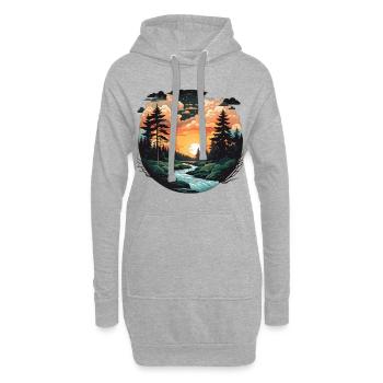 Immergez-vous dans une nature sauvage sereine : forêt boisée - Sweat-shirt à capuche long Femme - gris chiné - Devant