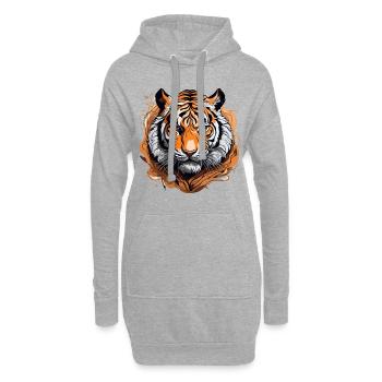 Majestätische Katze in komplizierten Linien und detailliert - Hoodie-Kleid - Grau meliert - Vorne