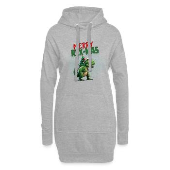 Joyeux Rex-Mas - Sweat-shirt à capuche long Femme - gris chiné - Devant