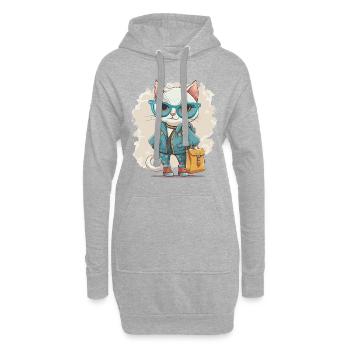 Katzenmode - Hoodie-Kleid - Grau meliert - Vorne