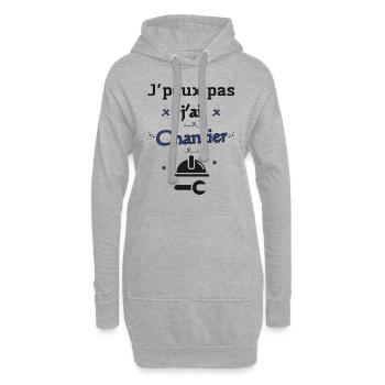 J'peux pas j'ai Chantier - Sweat-shirt à capuche long Femme - gris chiné - Devant
