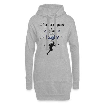 J'peux pas j'ai rugby - Sweat-shirt à capuche long Femme - gris chiné - Devant