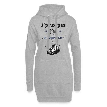 J'peux pas j'ai Camping-car - Sweat-shirt à capuche long Femme - gris chiné - Devant