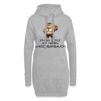 Waschbärbauch statt Waschbrettbauch - Hoodie-Kleid - Grau meliert - Vorne