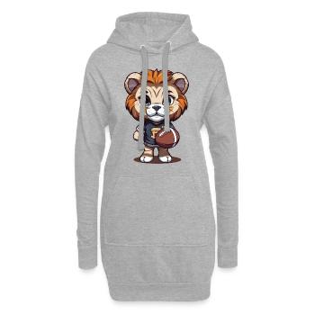 Mascotte d’animal de football américain Lion mignon - Sweat-shirt à capuche long Femme - gris chiné - Devant