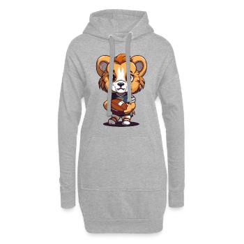 Mignon lion mascotte d’animal de football américain - Sweat-shirt à capuche long Femme - gris chiné - Devant