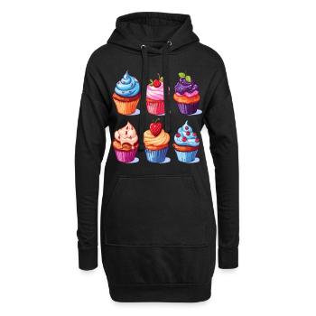 Cupcakes, Cupcakes, Bonbons, Produits de boulangerie - Sweat-shirt à capuche long Femme - noir - Devant