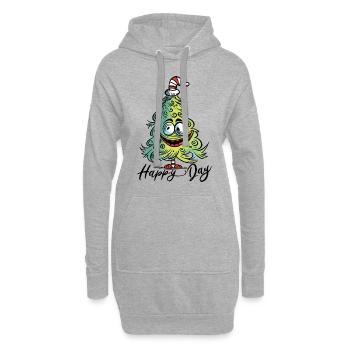 Lustiger Verrückter Weihnachtsbaum Weihnachten - Hoodie-Kleid - Grau meliert - Vorne