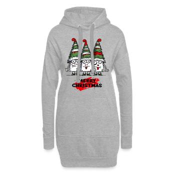 Drôle Fou Arbres De Noël Noël - Sweat-shirt à capuche long Femme - gris chiné - Devant