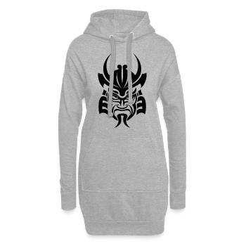 Samurai Helm Logo Katana Schwertkämpfer - Hoodie-Kleid - Grau meliert - Vorne