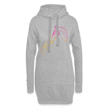 Ich liebe Pferde und Hunde Singleline-Kunst - Hoodie-Kleid - Grau meliert - Vorne