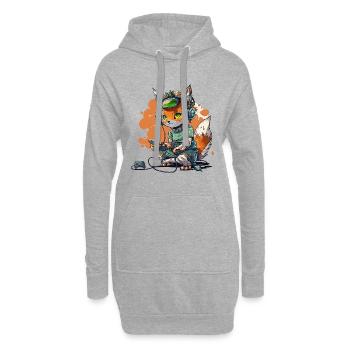 Cat Gaming Hauptquartier - Hoodie-Kleid - Grau meliert - Vorne
