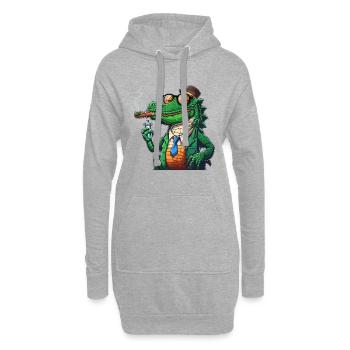 Krokodil - Hoodie-Kleid - Grau meliert - Vorne