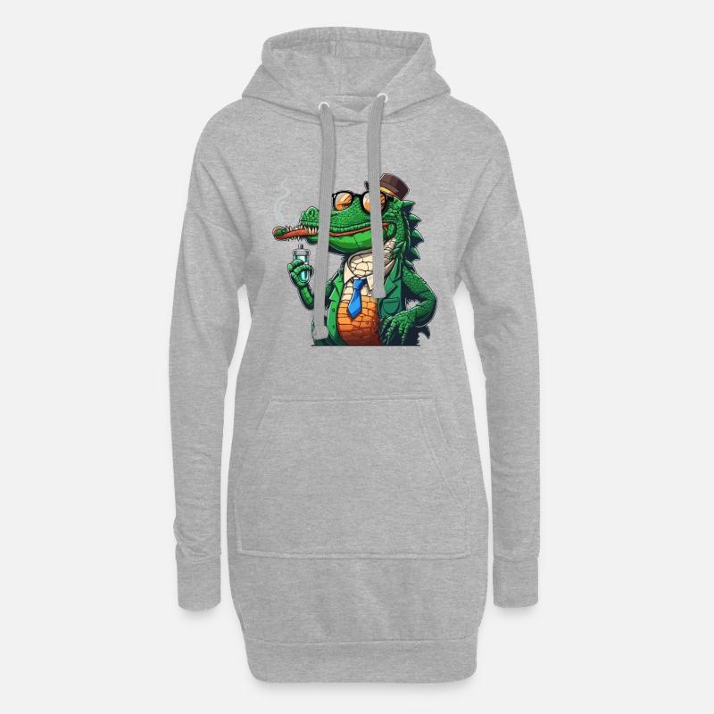 Krokodil - Hoodie-Kleid - Grau meliert