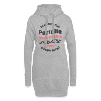 AMY PARFAITE - PRENOM AMY - Sweat-shirt à capuche long Femme - gris chiné - Devant