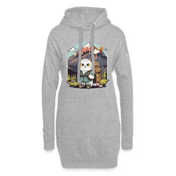 Der Katzenwanderer - Hoodie-Kleid - Grau meliert - Vorne