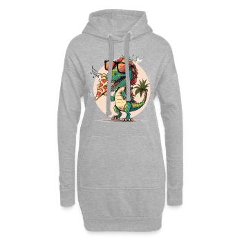 Pizza-saurus - Sweat-shirt à capuche long Femme - gris chiné - Devant