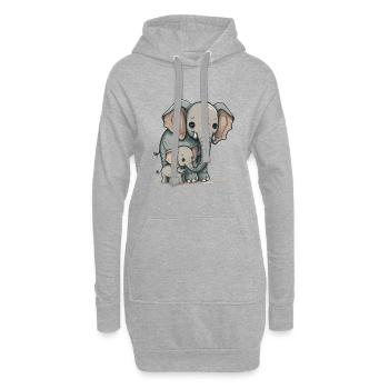 Der kleinste Elefant - Hoodie-Kleid - Grau meliert - Vorne