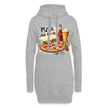Pizza and Beer Essen Alkohol Lustige Sprüche - Hoodie-Kleid - Grau meliert - Vorne