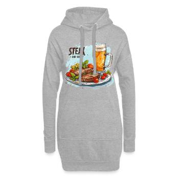 Steak Et Bière Manger De L’alcool Dictons Drôles - Sweat-shirt à capuche long Femme - gris chiné - Devant
