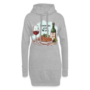 Nouilles et vin Nourriture Alcool Dictons drôles - Sweat-shirt à capuche long Femme - gris chiné - Devant