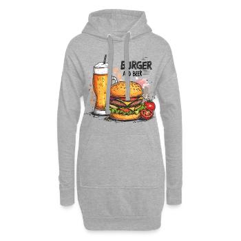 Burger And Beer Essen Alkohol Lustige Sprüche - Hoodie-Kleid - Grau meliert - Vorne
