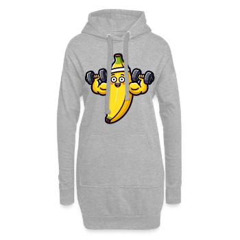 Une banane en pleine séance de musculation - Sweat-shirt à capuche long Femme - gris chiné - Devant