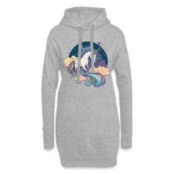 Licorne arc-en-ciel - Sweat-shirt à capuche long Femme - gris chiné - Devant