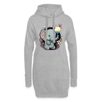 Bébé éléphant amour - Sweat-shirt à capuche long Femme - gris chiné - Devant