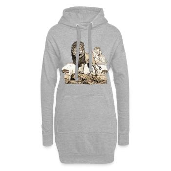 Königlicher Löwe - Hoodie-Kleid - Grau meliert - Vorne