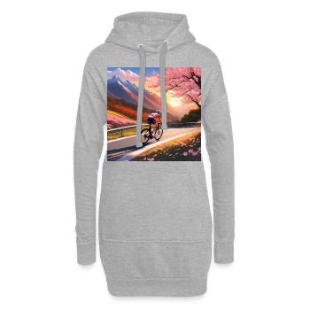 Parcourez le bonheur des fleurs de cerisier à vélo - Japon - Sweat-shirt à capuche long Femme - gris chiné - Devant