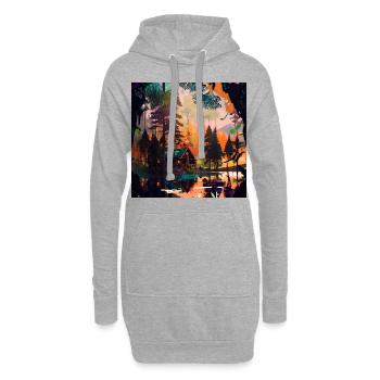 Cabane dans les bois - Sweat-shirt à capuche long Femme - gris chiné - Devant