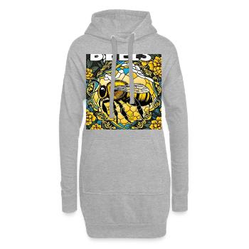Summende Biene - Hoodie-Kleid - Grau meliert - Vorne