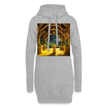 Im Inneren des Bienenstocks - Hoodie-Kleid - Grau meliert - Vorne