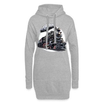 Dampflok Grafik - Hoodie-Kleid - Grau meliert - Vorne