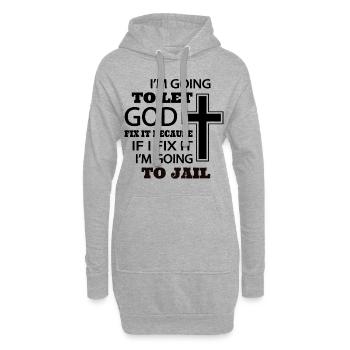 Ich überlasse es Gott es in Ordnung zu bringen - Hoodie-Kleid - Grau meliert - Vorne