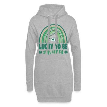 Lucky to be a nurse on St. Patricks Day - Hoodie Dress - heather grey - Front