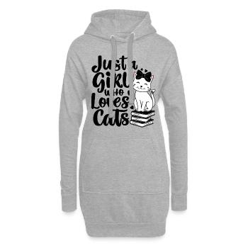 Juste une fille qui aime les chats amoureux des chats - Sweat-shirt à capuche long Femme - gris chiné - Devant