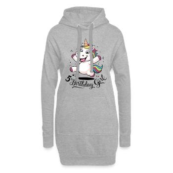 Licorne 5e anniversaire fille cadeau créatures mythiques - Sweat-shirt à capuche long Femme - gris chiné - Devant