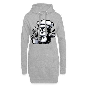 Koch-Pinguin: Meister der Töpfe - Hoodie-Kleid - Grau meliert - Vorne