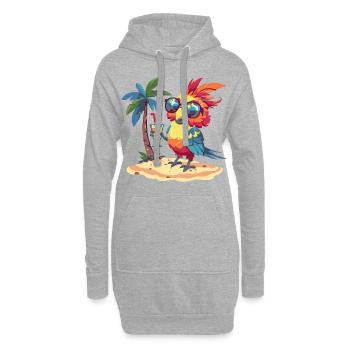 Vacances d’été à la plage à Papagai - Sweat-shirt à capuche long Femme - gris chiné - Devant