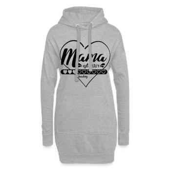 Mom to be - Mama est. 2024. Werdende Mutter - Hoodie-Kleid - Grau meliert - Vorne