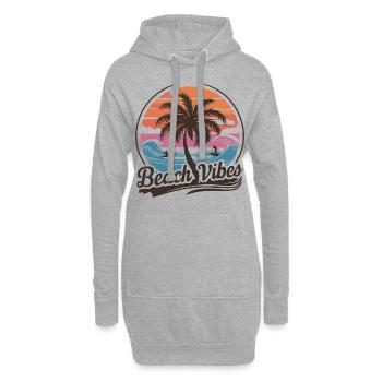 Beach Vibes Retro Surfer Palmenstrand Urlaub - Hoodie-Kleid - Grau meliert - Vorne