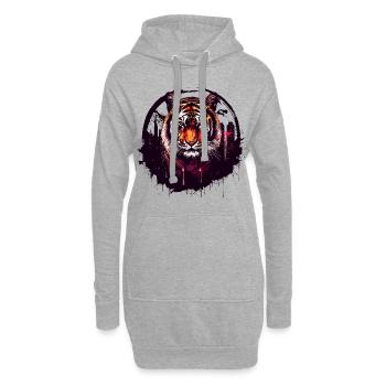 Tiger Tigerkopf Raubkatze Raubtier Wild Stark - Hoodie-Kleid - Grau meliert - Vorne