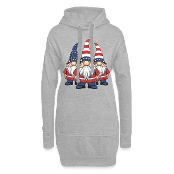 Gnomes patriotiques américains avec drapeau américain - Sweat-shirt à capuche long Femme - gris chiné - Devant