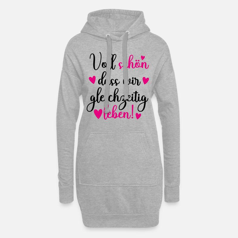 Geschenkidee Freundin, Freundschaft Spruch, Liebe - Hoodie-Kleid - Grau meliert